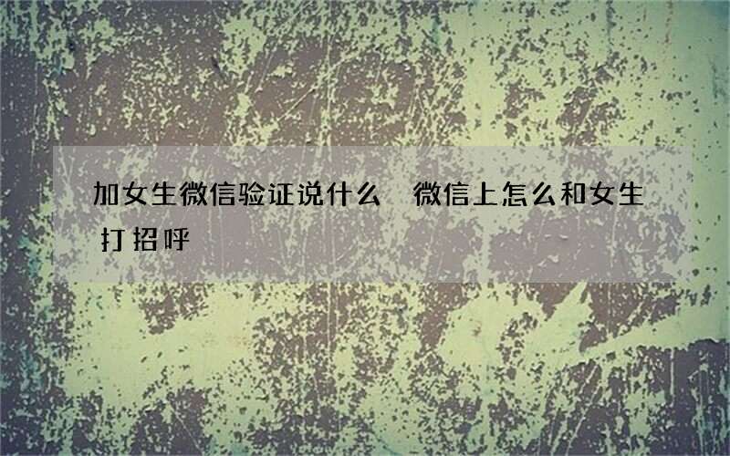 加女生微信验证说什么 微信上怎么和女生打招呼